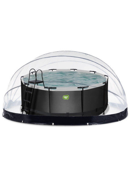 Басейн EXIT 360x122 см чорний, з накриттям і підігрівом води